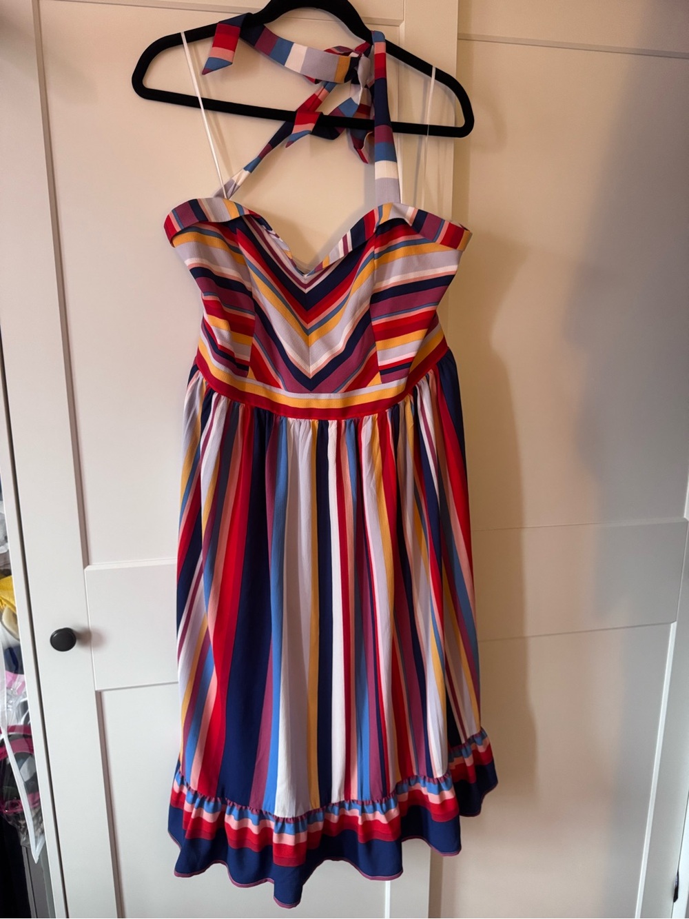 Multi-Stripe Halter Sundress - Bright Stripes